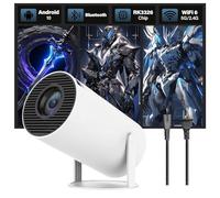 Mini Projecto for Bedroom,WIFI 6 + Bluetooth,Android 10 Portable Projector,2.4G + 5G WIFI,180° Rotation,1024 * 600P Smart Projectors,Home Theater/Outdoor Projectors for TV/Phone/Laptop (RK3326 CHIP)