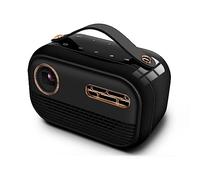 Mini Projector, 1400 Lumens Wifi Bluetooth Projector, Support 1080P 3D 4K Projector, Battery Sync Phone Keystone Correction Portable Projector for Android (Black 4G 32G)