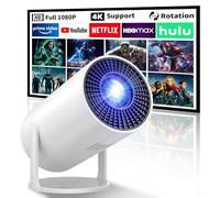 Mini Projector, 270° Rotation, Portable Projector 4K Support, Full HD 1080P Outdoor Movie Projector, Wired Screen Synchronize Max 200" Display, Compatible with Smartphone/TV Stick/Laptop/PS4/HDMI/USB