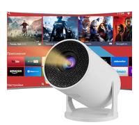 Mini Projector 4K 1080P Support, Portable Projector Bluetooth, Smart Projector Horizontal Correction,270° Rotatable Outdoor Movie Projector Compatible with Smartphone