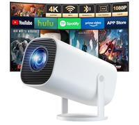 Mini Projector 4K Full HD 1080P, Portable Projector with WiFi 6 and Bluetooth 5.4, Small Projector Car Keystone, 180° Rotation, Compatible with iOS/Android/HDMI/TV Stick/Laptop/PC