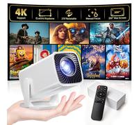 Mini Projector, 4K Portable Projector, Full HD 1080P Outdoor Projector, 270° Rotation Movie Projector, 200 Inch Max Screen, Compatible with Smartphone, TV Stick,