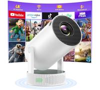 Mini Projector 4K with WiFi and Bluetooth, HOTPEAK Smart Portable Projector with Built-in Rechargeable Battery for Outdoor, Home Video Projetor for Bedroom Compatible with TV Stick/HDMI/USB/Laptop