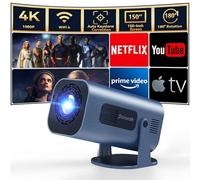 Mini Projector Built in Android TV 11.0 Portable Smart Projector with Wifi and Bluetooth 5.2, 180°Rotatable 1080P Support Short Throw Outdoor Auto Keystone 150'' Screen Home Theater Projector (Blue)