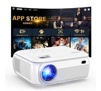 Mini Projector FHD 4K, Lower Noise 450ANSI Daylight Compatible Smart Projector, Car Keystone, HiFi Speaker, Android 11.0, WiFi 6 BT5.2, Large Screen Home Cinema Projector for Bedroom, Outdoor, Garden