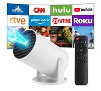 Mini Projector, HY300 PRO+ Smart 4K Portable Projector with WiFi 6, Bluetooth 5.4, Android 14, Auto Keystone, 130 Inch Display,180 Degree Rotation, f