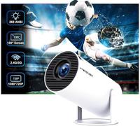 Mini Projector hy300 pro Support 4K1080P / WIFI6 5G Wireless 5.0 Bluetooth Android 11ANSI 260 Lumens, 180 Degree Rotatable, Auto Keystone Correction, 35"-200" Display Screen (HY300 pro)