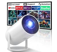 Mini Projector, 270° Rotation, Portable Projector 4K Support, Full HD 1080P Outdoor Movie Projector, Wired Screen Synchronize Max 200" Display, Compatible with Smartphone/TV Stick/Laptop/PS4/HDMI/USB