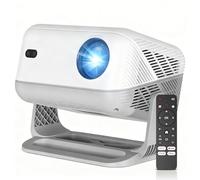 Mini Projector Supports 4K 1080P, Smart Projector with WiFi 6 Bluetooth, Mini Projector Automatic Trapecial Correction, Portable Projector Home Cinema Outdoor for HDMI/Android/iOS/Laptop/USB, White