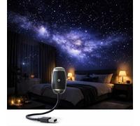Mini Projector, USB Portable Starry Sky Night Light with Flexible Gooseneck & Rotating Focus Ring, USB Star Projector Light, 4 Modes Adjustable LED Roof Atmosphere Light for Car Home Party (A)