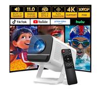 Mini Projector WiFi 6 and Bluetooth 5.4 Portable 4K 1080P Support for Bedroom Ceiling Home Theater, Built-in Apps, Auto Keystone Compatible with HDMI/USB/Laptop/Tablet LYNCAST VisualCube 300