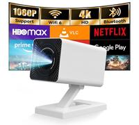 Mini Projector with WIFI 6 and Bluetooth, 4K 1080P Support Portable Projector Movie Auto Keystone for Laptop, PC, Smartphone