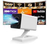 Mini Projector with WIFI 6 and Bluetooth, 4K 1080P Support Portable Projector Movie Auto Keystone for Laptop, PC, Smartphone