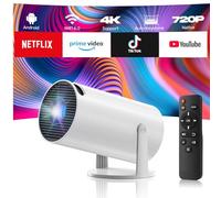Mini Projector with WiFi and Bluetooth, 720P Native Portable Projectors Support 4K, Automatic Keystone Correction 220° Rotation Android 11.0 Smart Projector, Phone Projectors for Bedroom Home Cinema