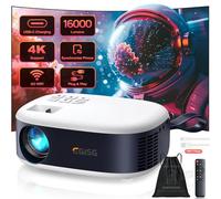 Mini Projector with WiFi and Bluetooth, Full HD 1080P, 4K Supported Portable Projector, Small Movie Projector for Home & Outdoor, Wireless Screen Mirroring for iPhone/Android/PC/TV Stick,16000 Lumens