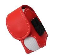Mini PU Leather Golf Balls Bag Pouch with Belt Clip, Integrated Golf Tee Holder - Small Portable Storage Pocket for Golf Accessories, Easy-Carry Waist Bag(Red)