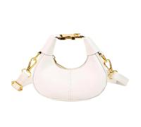 Mini Pu Leather Handbag Coin Purses Female Crescent Bag, Exquisite Mini Handheld Small Handbag Crossbody Bag(White)