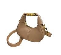 Mini Pu Leather Handbag Coin Purses Female Crescent Bag, Exquisite Mini Handheld Small Handbag Crossbody Bag(Khaki)