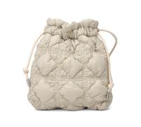 Mini Puffer Drawstring Bucket Bag Quilted Crossbody Bags for Women Bubble Nylon Shoulder Handbag Hobo Cell Phone Purse, Off-white