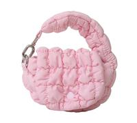 Mini Puffer Tote Bag for Women Quilted Wrist Handbag Pink