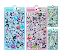 Mini Puffy Stickers, Pack of 4 Cute Panda Stickers - 3D Embossed Scrapbooking Stickers - For Mobile Phone Case Notebook Diary Planner Album Laptop Stationery Water Bottle Party Gifts