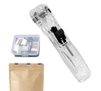 Mini Push Button Stapler - Binder Dispenser with 50 Reusable Clips, Desktop Paper Fastener | Compact Folder Tool for School, Office, Document Filing Use