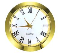 Mini Quartz Clock Insert Round Fit-up Movement - White Dial Gold Trim (1 7/16 Inch/37mm)