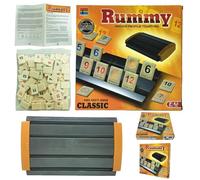 Mini R-ummy Set,Travel Size R-ummy Game Board for Children and Adults from 7 Years, Classical R-ummy Cube Game for Adult and Kids,106 Tiles, 4 Playing Rack,Board Game for 2 to 4 Players