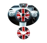 MINI R50 R52 R53 2002-2006 Steering Wheel Trim, Steering Wheel Center Cap for Mini Cooper One/S/JCW R Series R50 R52 R53 2002-2006(Union Jack Red/Black)
