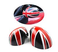 MINI R55-R61 Union Jack Wing Mirror Cover, Side Mirror Caps Cover for Mini Cooper One/S/JCW R Series R55 R56 R57 R58 R59 R60 R61(Union Jack Black/Red, For Manual Folding Mirror)