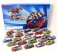 Mini Racers Advent Calendars 2025 For Kids - 24 Days Christmas Countdown Calendar With Pull-Back Cars Vehicles, 24pcs Alloy 1:64 Scale Trucks And Cars For Surprise Christmas Stocking Fillers