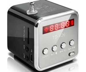 Mini Radio Portable Small Digital Radio TD V26 Mains And Battery Mini Speaker Music Player Mp3 Mp4 Player Support TF Card & USB with Antenna/Headphone Jack, Plug & Play Mp3 Player for Home/Travel