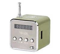 Mini Radio TD-V26 Digital Radio Small Portable Radios Mains And Battery Mini Speaker Mp3 Mp4 FM Music Stereo Player with Headphone Jack Support TF Card and U Disk usb player, Matcha Green