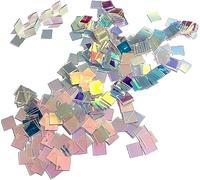 Mini Rainbow Holographic Acrylic Squares,100-Pack Iridescent Acrylic Sheet,3/4" x 3/4" x 1/8",Double-Sided Holo Plexiglass Tiles,for Home Crafts,DIY,Light & Shadow Projects,Resin (100pcs-S)