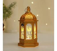Mini Ramadan Candle LED Lantern Decorations,Eid Mubarak Decorations Ramadan Lanterns for Table Home Garden Wedding Fireplace Decor (Golden)