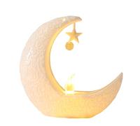 Mini Ramadan Lantern for Centerpiece,Ramadan Decorations for Home,10*10cm Moon Shape LED Eid Hanging Lamp for Home Eid Ramadan Table Decorations,Ramadan Decorations (White)