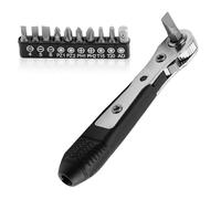 Mini Ratchet Screwdriver Set, 1/4 Inch Drive 36-Tooth Right Angle Ratchet Wrench with Bits & Extension - Compact Tool for Tight Spaces, Phillips, Slotted, Hex, Square