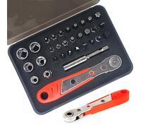 Mini Ratchet Screwdriver Set, 32-in-1 36-Tooth Reversible Right Angle Screwdriver, Ratchet Tool with Phillips, Torx, Hex & Slotted Bits, Extension Bar for Tight Spaces