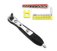 Mini Ratchet Screwdriver Set, Right Angle Screwdriver, 1/4“ Ratchet Wrench with Phillips, Slotted, Phillips, Hexagonal, and Square Slots, Plus Magnetiser, Socket, and Socket Adapter