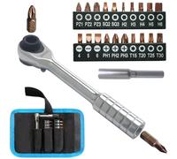 Mini Ratchet Screwdriver Set, Right Angle Screwdriver,Short Offset Screwdrivers with Phillips, Flat, Torx, Hex, Square,Pozidriv S2-Alloy Steel Bits (72-Teeth)