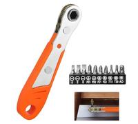 Mini Ratchet Screwdriver with Bits Set, Right Angle Screwdriver Phillips Magnetic, 1/4 Inch PH2 Wrench, High Torque Offset Reversible Ratcheting for Tight Spaces, Home, Auto, and Machinery Use