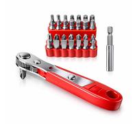 Mini Ratchet Set 36 Tooth Mini Ratchet Screwdriver Set with 33 Pieces, Right Angle Screwdriver and Angled Screwdriver for Tight Spaces, Compact Ratchet Wrench Bit Set