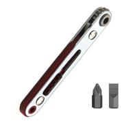 Mini Ratchet Wrench, Flat High Torque Offset Reversible Ratcheting Screwdriver 1/4 Inch Drive Pocket Ratchet Wrench for Awkward Spaces (2 * Screwdriver Bits)