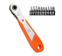 Mini Ratchet Wrench, Right Angle Screwdriver 90 Degree Phillips Magnetic with 1/4 Inch Drive, High Torque Offset Reversible Ratcheting for Tight Spaces, Includes 10 Screwdriver Bits
