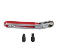 Mini Ratchet Wrench Set - 3-Piece 16-Tooth Offset Screwdriver with 90° Elbow Head, 1/4" Hex Shank & Square Drive, Chrome Vanadium Steel, Silver+Red