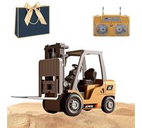Mini RC Construction Set, Rechargeable Remote-Control Vehicles - Forklift, Excavator, Dump Truck - 1/64 Metal Car Toy for Kids and Adults