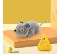 Mini RC Fake Mouse Prank Toy with Cheese Controller, Automatic Moving & Remote Control Rat Realistic Stuffed Animal Plush Mouse Interactive Cat Toys Halloween Trick Spooky Funny Toy for Cats Dogs Kids