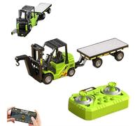 Mini RC Forklift, 1/64 Forklift Truck Toys Rechargeable, App & Remote Control, 2 in 1 Transformable Lift Fork & Hook, Mini RC Construction Vehicles Birthday Xmas New Year Gifts for 6+ (Green2)