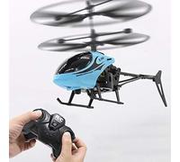 Mini RC Helicopter Drone with Infrared Induction Remote Control 2CH Toy for Kids Beginners Indoor Outdoor Flying (Blue, One Size)