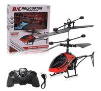 Mini RC Helicopter Drone with Infrared Induction Remote Control 2CH Toy for Kids Beginners Indoor Outdoor Flying (Red, One Size)